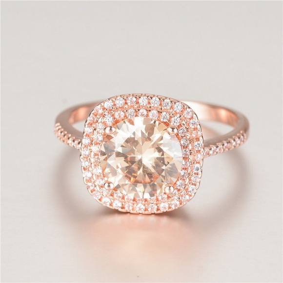 Rose Gold Filled Round Cut Champagne Crystal New - Picture 3 of 5